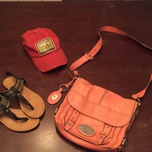 Pink/salmon Fossil crossbody purse